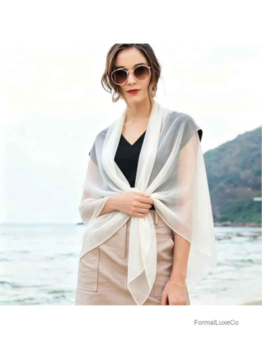 Sheer Sparkly Shawl Wrap Women Wedding Scarf Evening Dresses Chiffon